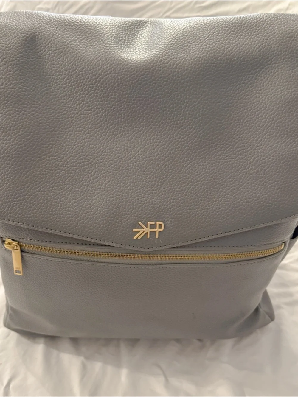 Freshly Picked Gray Convertible Baby Diaper Backpack with Gold Hardware / Straps